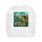 AQUAMETAVERSEのお花畑に囲まれる猫ちゃんと私 アメジスト 2846 Long Sleeve T-Shirt :back