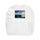 oki_sceneryのおーえす青文字写真付き万座毛 Long Sleeve T-Shirt :back