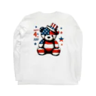 HappyFaceMarketのアメリカ独立記念日テディベア Happy 4th of July Long Sleeve T-Shirt :back