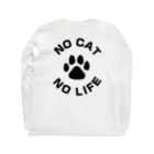 アトリエかののNO CAT NO LIFE 肉球 黒 バックプリント Long Sleeve T-Shirt :back