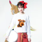 【CPPAS】Custom Pet Portrait Art Studioの完全に愛らしいエアデールテリアドッグ Long Sleeve T-Shirt :model wear (front)