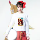 AIアート&ルビィ店@INFPのかわいいキャバリアちゃん ロングスリーブTシャツの着用イメージ(表面)