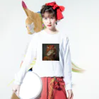Shiyunのドット猫 グッズ ロングスリーブTシャツの着用イメージ(表面)