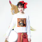 ETONAのお洒落な猫ちゃん（蝶ネクタイシリーズ02） ロングスリーブTシャツの着用イメージ(表面)