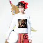 おかづあいの猫が本体スチームパンク少女 ロングスリーブTシャツの着用イメージ(表面)