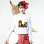 猫LOVE items Noahの猫LOVE items 雉虎と向日葵 ロングスリーブTシャツの着用イメージ(表面)