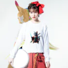 samuraicatのSamurai CAT Long Sleeve T-Shirt :model wear (front)