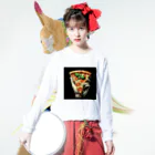 yuriseのおしゃれなpizzaのグッズ Long Sleeve T-Shirt :model wear (front)