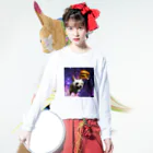 ハナモコ公式のオンラインショップのMoko moko hamburger Long Sleeve T-Shirt :model wear (front)