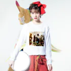 猫しゃちょうのひめぶ～さん家の５レンニャーin北海道 ロングスリーブTシャツの着用イメージ(表面)