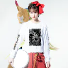 UniHo(うにほ)／愛猫 ネコグッズのUniHo 猫ズ雄叫び コミック風 Long Sleeve T-Shirt :model wear (front)