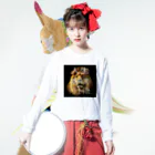 satake☆キジ猫のライオン 王 動物 Long Sleeve T-Shirt :model wear (front)