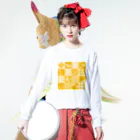 Cicogna（チコーニャ）のpatchwork(yellow) Long Sleeve T-Shirt :model wear (front)