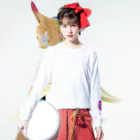 Yume zukin の帽子ねこ coffee ロングスリーブTシャツの着用イメージ(表面)
