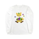 ばんぶーむーんのお店😺のかわいいキツネとブドウ Long Sleeve T-Shirt