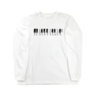 Naa Piano Music (ピアノデザインコレクション)の🎼 ピアノ 鍵盤　(モノクロデザインver.) Long Sleeve T-Shirt