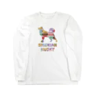 onehappinessのシベリアン ハスキー　マカロン ロングスリーブTシャツ