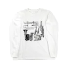 音楽雑貨でぶねこの楽器柄 Long Sleeve T-Shirt