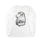 もけけ工房 SUZURI店のカブと獅子(モノクロ) Long Sleeve T-Shirt