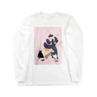 keeeeeep smilingの働く気のない猫ジジ　Jiji’s delivery service ロングスリーブTシャツ