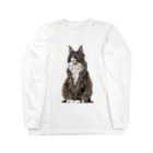 【CPPAS】Custom Pet Portrait Art Studioのキュートでクールなメインクーンキャット Long Sleeve T-Shirt