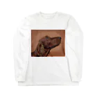 【CPPAS】Custom Pet Portrait Art Studioのアイリッシュセッタードッグ - レンガブロック背景 Long Sleeve T-Shirt