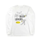 ビールとアート TM-3 Designの名画 × BEER（鳥獣戯画・すべてのビール好きのために）黒線画 Long Sleeve T-Shirt