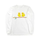 Mi-i-Creの幸せの黄色いセキセイインコ ロングスリーブTシャツ