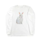 rabbit loverのフワフワうさぎ（白） ロングスリーブTシャツ