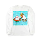 Lily bird（リリーバード）のぷかぷか水遊び文鳥ず ロングスリーブTシャツ