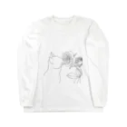 J's egg gardenの植物シリーズ　猫とバラ Long Sleeve T-Shirt