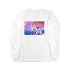 宇宙キャンプの深海でDJするねこ、タコとイカ、クラゲ、リュウグウノツカイ Long Sleeve T-Shirt