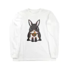 BattleBunny（うさぎ）の見上げてるブラックオターとにんじん ロングスリーブTシャツ