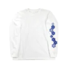 cuuyabowの麻の葉NAVY片袖模様／左 Long Sleeve T-Shirt