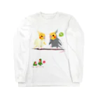 LittleLoroのどノーマルオカメインコとルチノーちょいわき 0350 ロングスリーブTシャツ