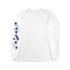 cuuyabowの籠目紺色片袖模様（かごめこんいろかたそでもよう）／右 Long Sleeve T-Shirt