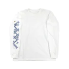 cuuyabowの市松NAVY片袖模様／右 Long Sleeve T-Shirt