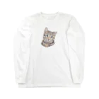 wanwanartの穴から猫 ロングスリーブTシャツ