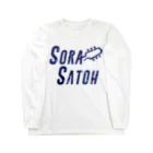 SoraSatohの青トンボ柄 - Sora Satoh ギターロゴ ロングスリーブTシャツ