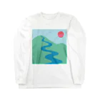 うろこぐもの太陽、山、川 Long Sleeve T-Shirt