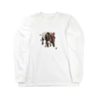 purubinの頭に雀を乗せて歩くバク｛背景透明｝ Long Sleeve T-Shirt