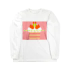 ゆちのへやのポップなバースデーケーキのイラスト ロングスリーブTシャツ