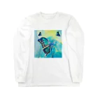 CCCHEART のbutterfly×Blue green Long Sleeve T-Shirt