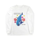 Kinkadesign うみのいきものカワイイShopの華やかボタニカルなハンドウイルカ Long Sleeve T-Shirt