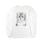 greetenのアート猫　モノクロ　 ロングスリーブTシャツ