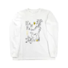 ビールとアート TM-3 Designの名画 × BEER（鳥獣戯画）ロゴ賑やかver.黒線画 Long Sleeve T-Shirt