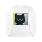 くろだまやさんの黒猫くろだまの手縫いアップリケ風 ロングスリーブTシャツ