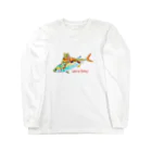 ニャンウィズのアニキのお魚ゲットだぜ 海version ロングスリーブTシャツ