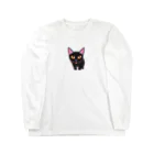 gatto solitario(物寂しげな猫)の黒猫 ロングスリーブTシャツ