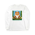 動物マニアのドット絵ショップのドット絵の可愛いクマちゃん🐻🎋 ロングスリーブTシャツ